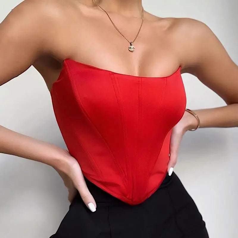 Sleeveless Off Shoulder Sexy Corset Crop Top vest