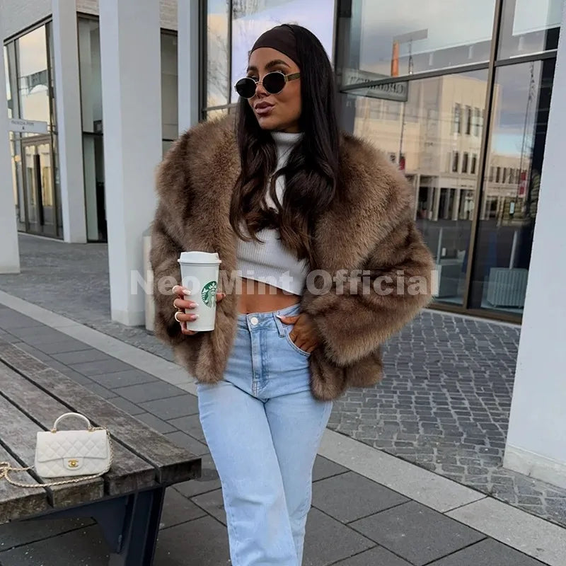 Winter Exclusive Faux Fur Women Collar Coat