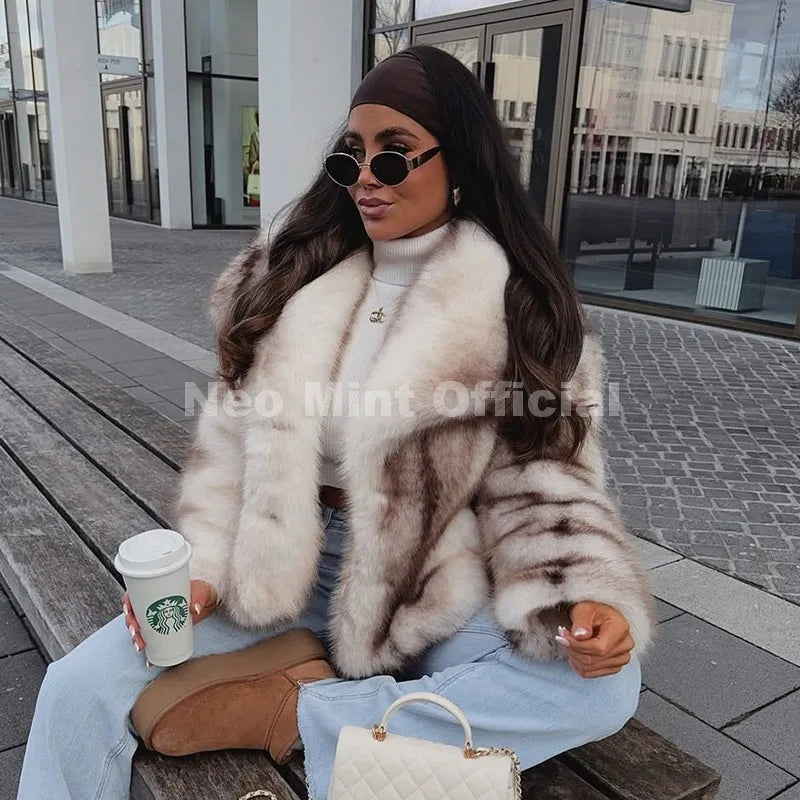Winter Exclusive Faux Fur Women Collar Coat