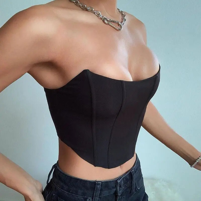 Sleeveless Off Shoulder Sexy Corset Crop Top vest
