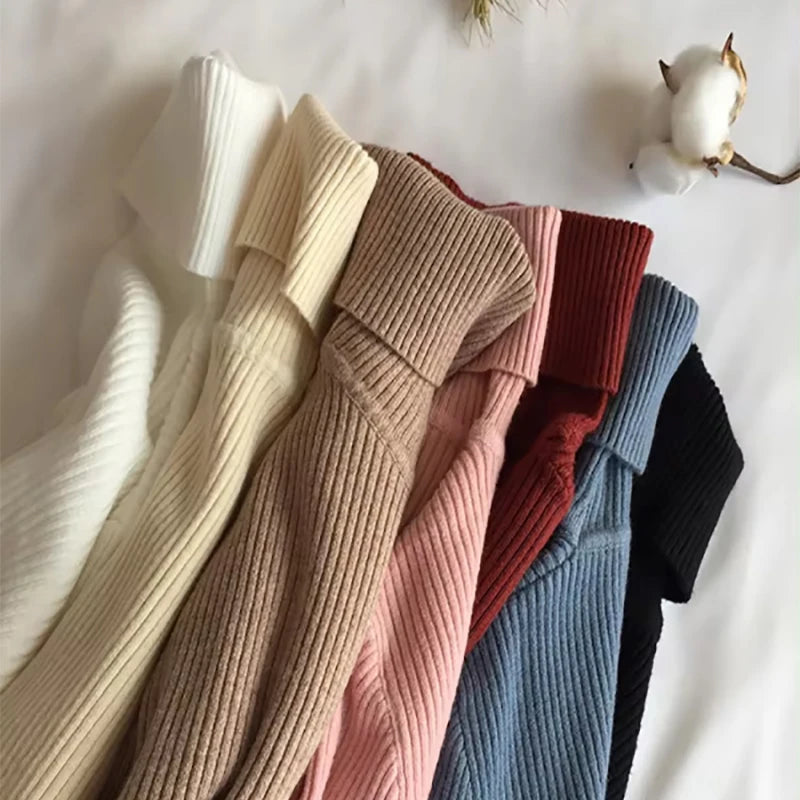 Women Turtleneck Sweater Knitted Soft Pullovers cashmere Jumpers Basic Solid Soft Sweaters Women Autumn Winter Casual Tops