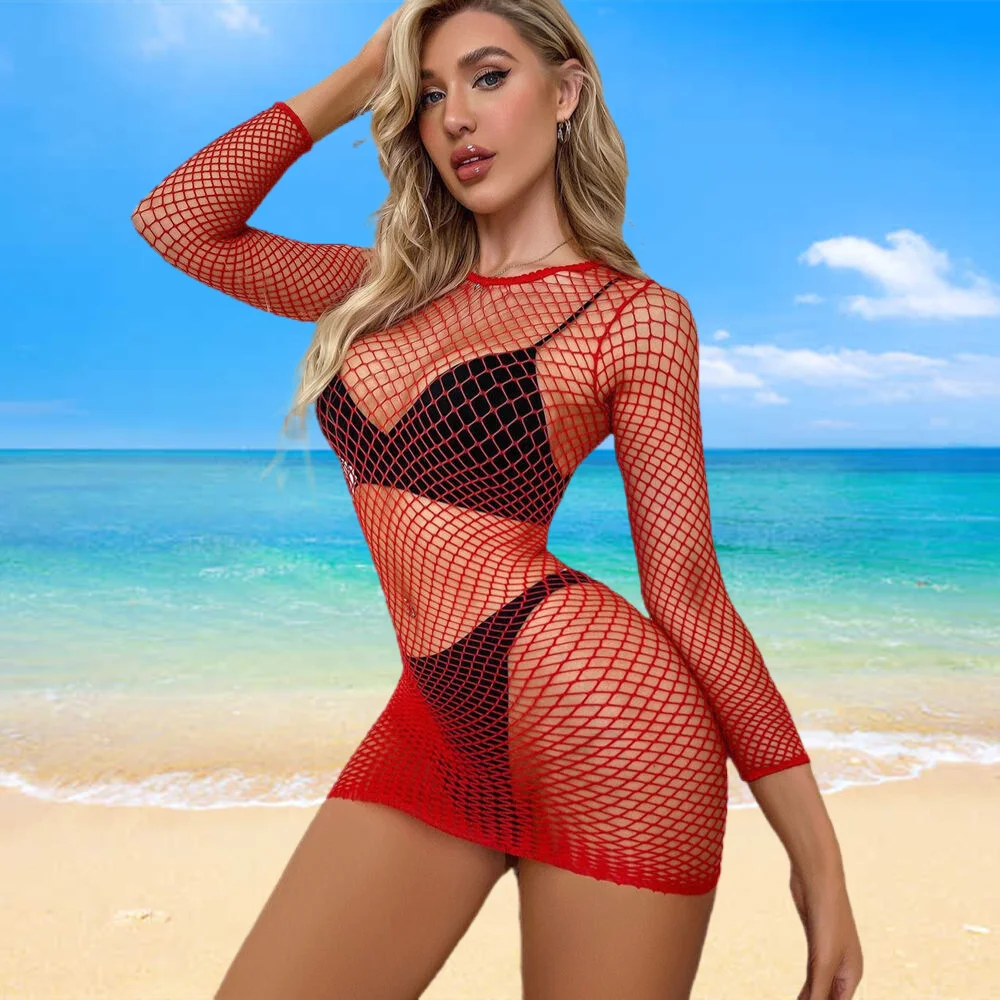 Summer See Through Dress Fishnet Bikini Cover