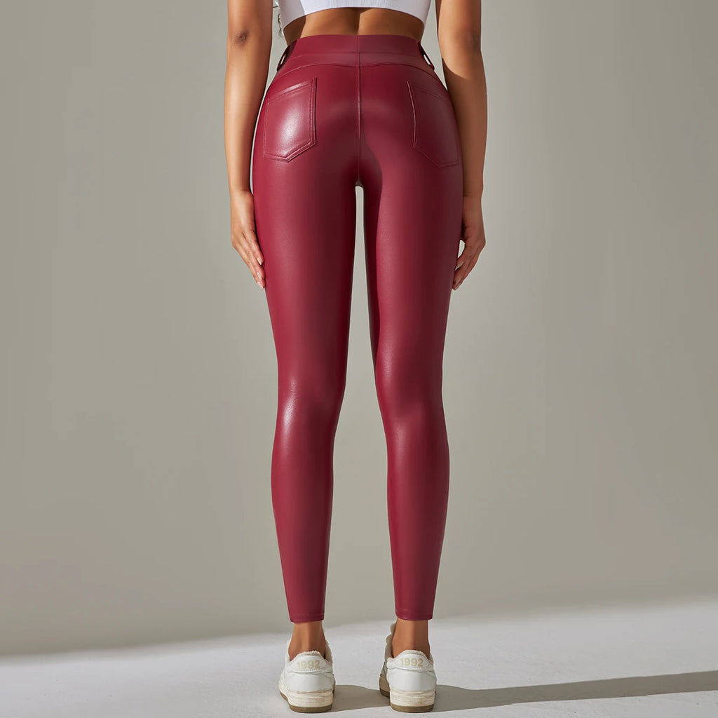 Sexy Faux Leather High Waist Push Up Leggings